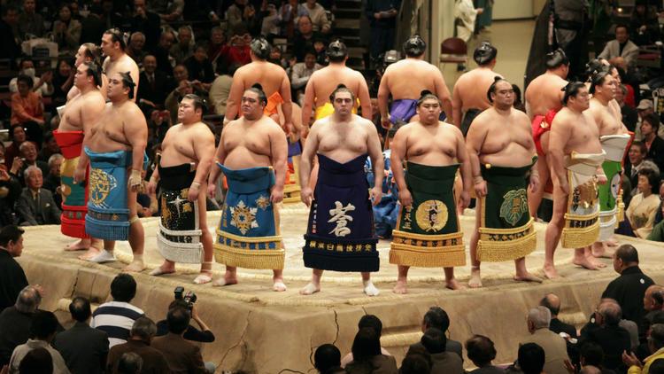 Combat de sumo japonais - salutations